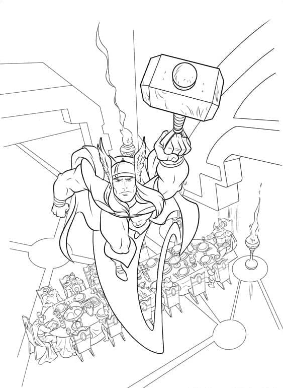 Desenho de Thor Animado para Colorir