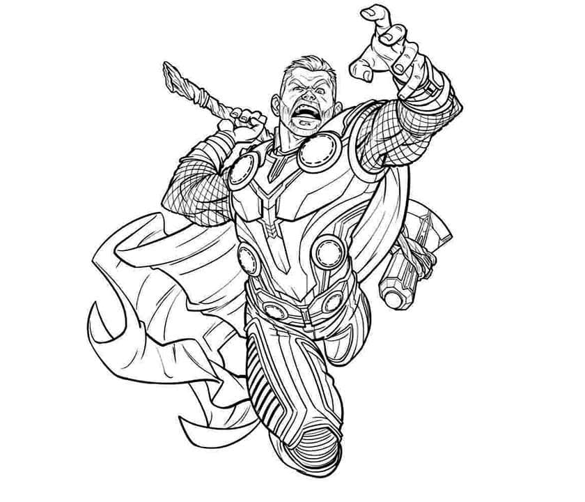 Desenho de Thor Atacando para Colorir