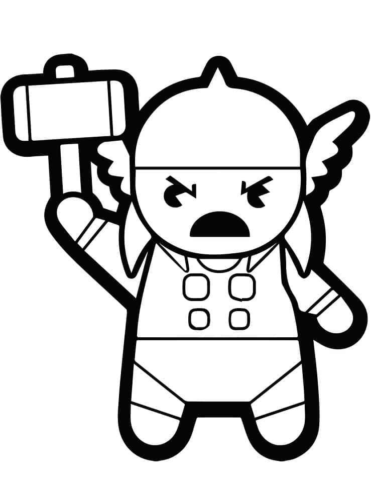Desenho de Thor Chibi para Colorir