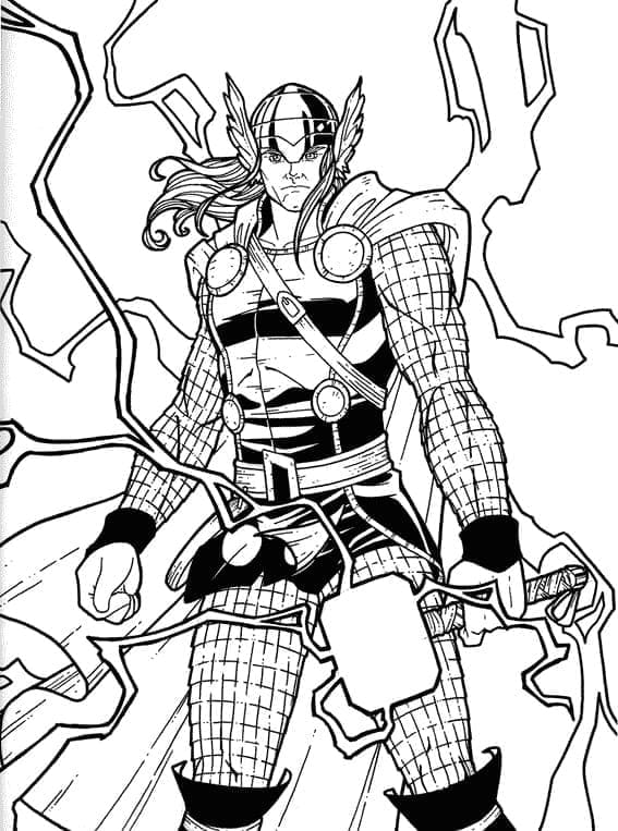 Desenho de Thor Forte para Colorir