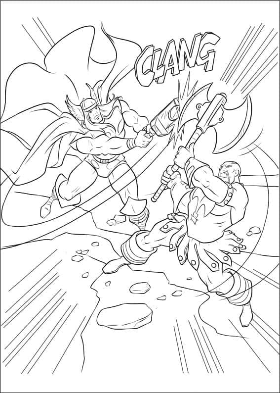 Desenho de Thor Lutando para Colorir