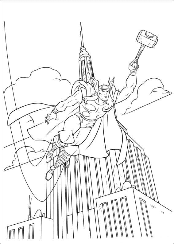 Desenho de Thor Voador para Colorir
