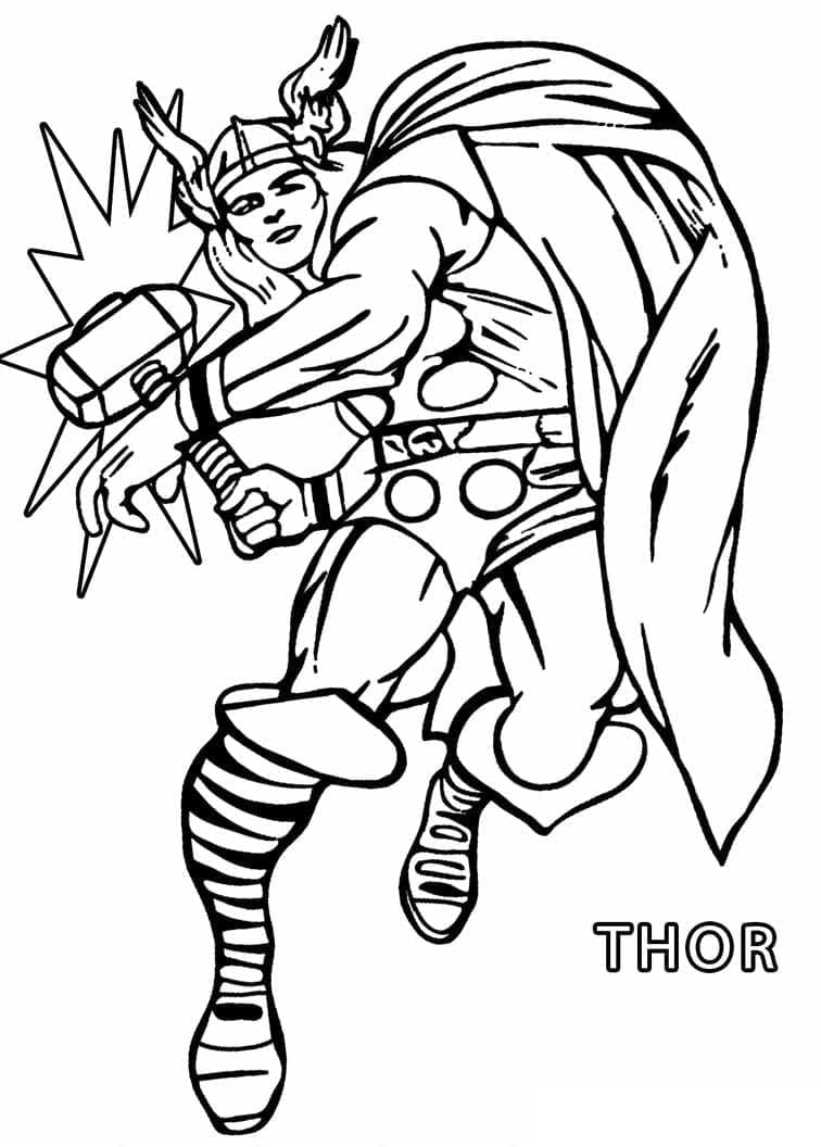 Desenho de Thor de Marvel Vingadores para Colorir
