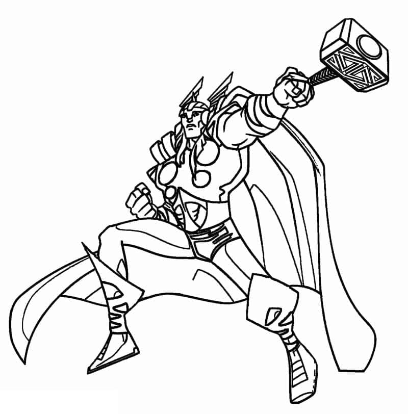 Desenho de Thor do Desenho Animado para Colorir