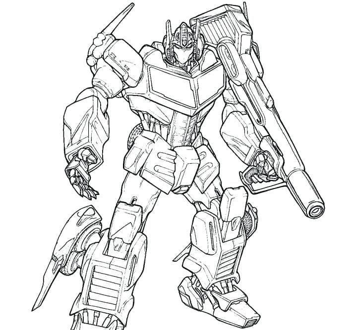 Desenho Optimus com Armá para Colorir