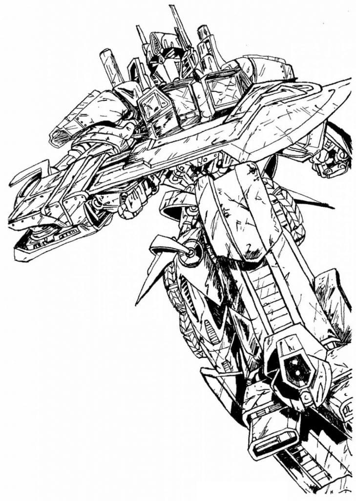 Desenho Optimus com Espada para Colorir