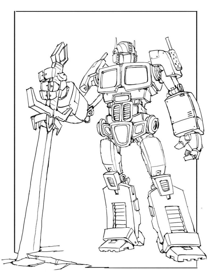 Desenho Optimus e Espada para Colorir Desenho Optimus e Espada para Colorir