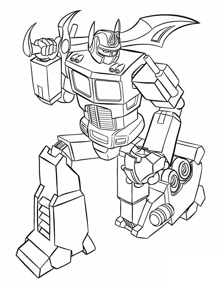 Desenho Optimus Segurando a Espada para Colorir