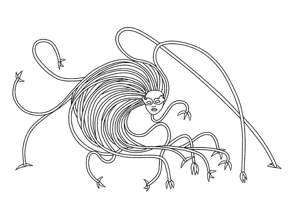 Desenho de a Comissária de Trem Infinito para Colorir