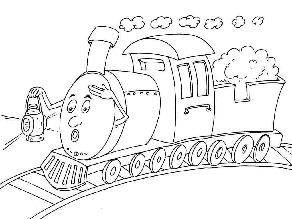 Desenho de Trem Engraçado para Colorir
