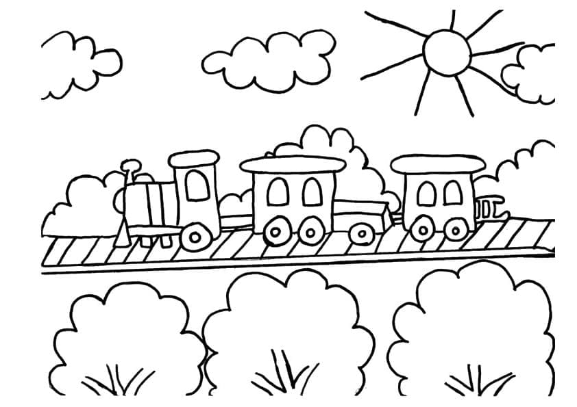 Desenho de Trem Fofo para Colorir