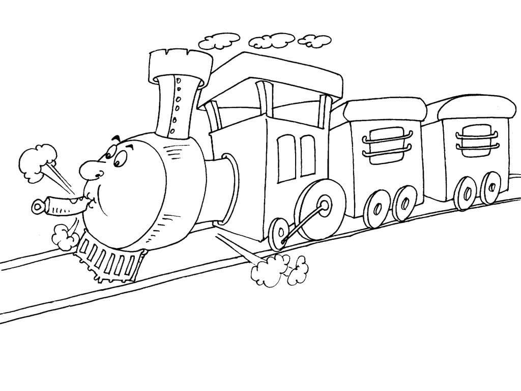Desenho de Trem de Desenho Animado para Colorir