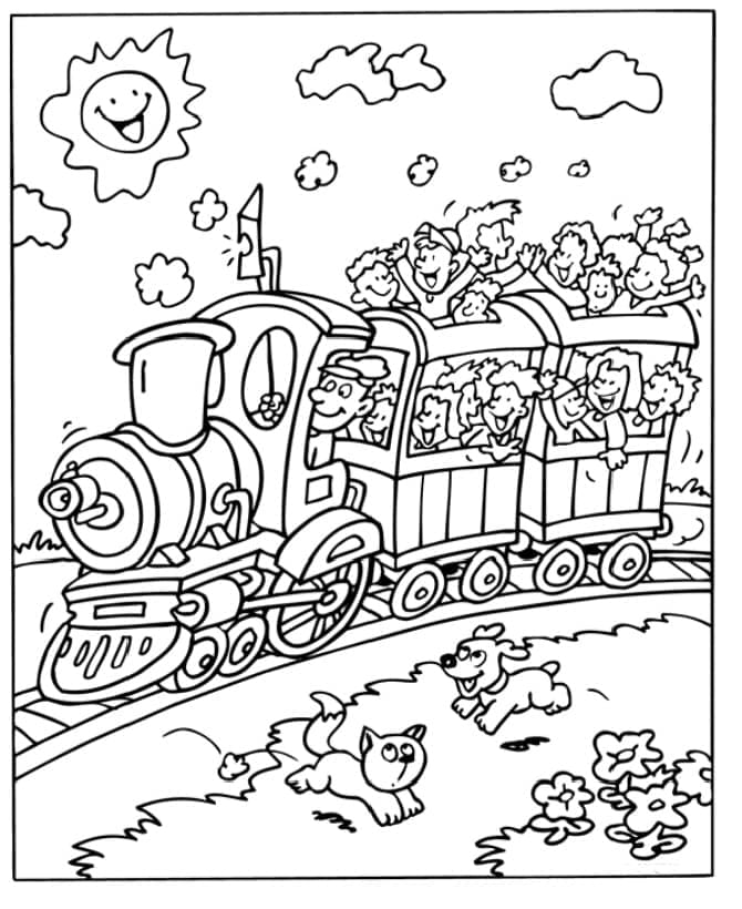 Desenho de um Trem Fofo para Colorir