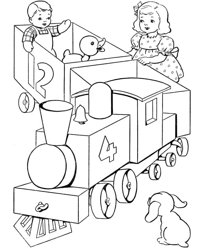 Desenho de um Trem de Brinquedo para Colorir