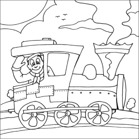 Desenho de uma Viagem de Trem para Colorir
