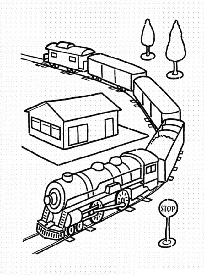 Desenho de Viagem de Trem para Colorir