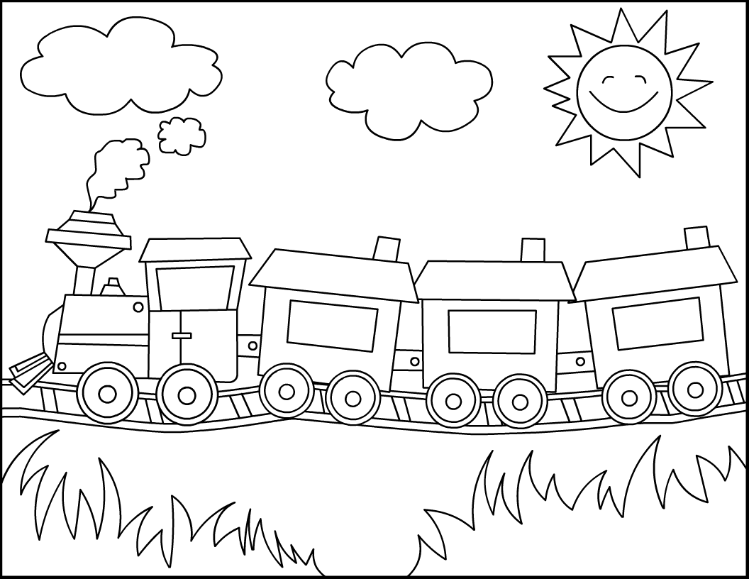 Desenho de Trem Download para Imprimir e Colorir