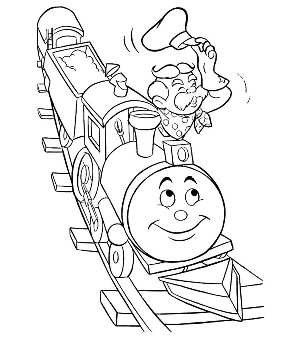 Desenho de Trem e Maquinista Sê Divertindo para Colorir