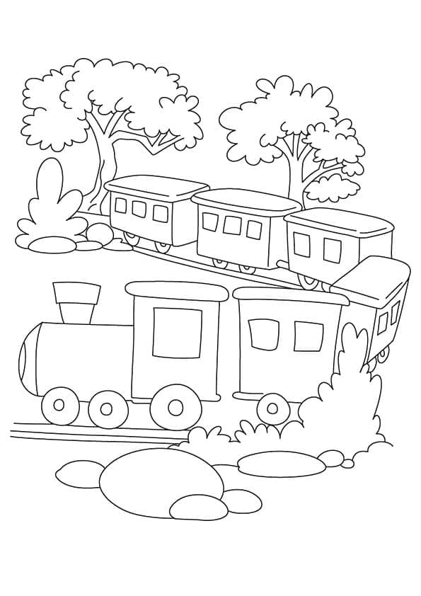 Desenho de Trem Pdf para Colorir Grátis
