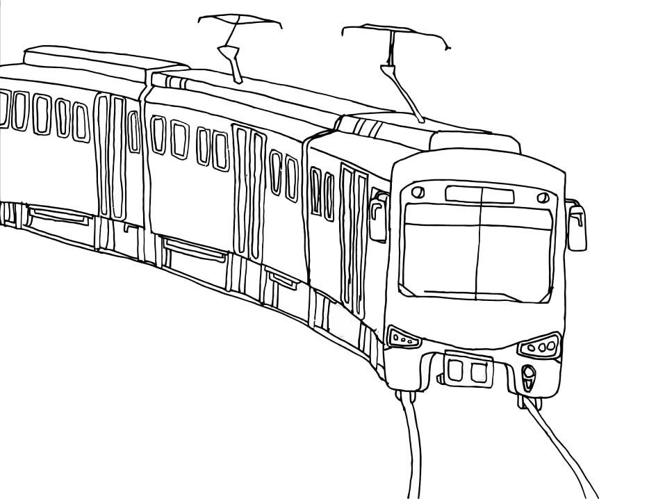 Desenho Trem da Cidade para Colorir