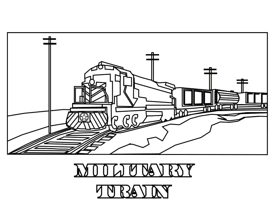 Desenho Trem Militar para Colorir