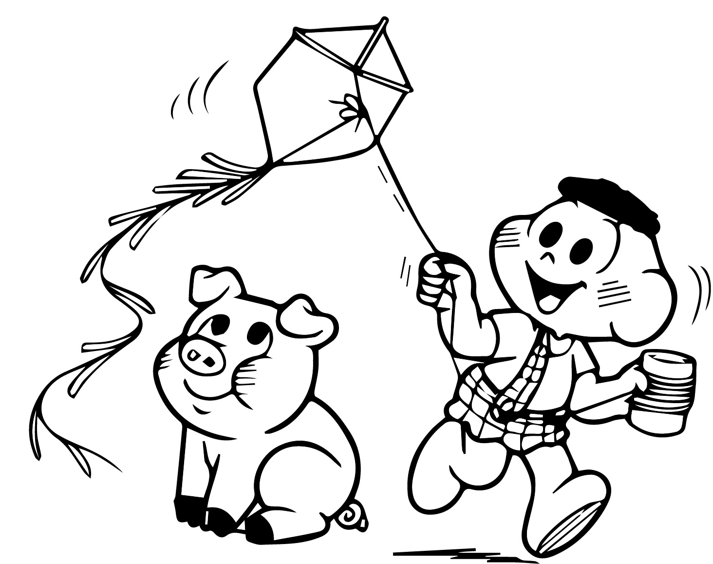 Desenhos de Cascão Turma da Monica Soltando Pipa para Colorir