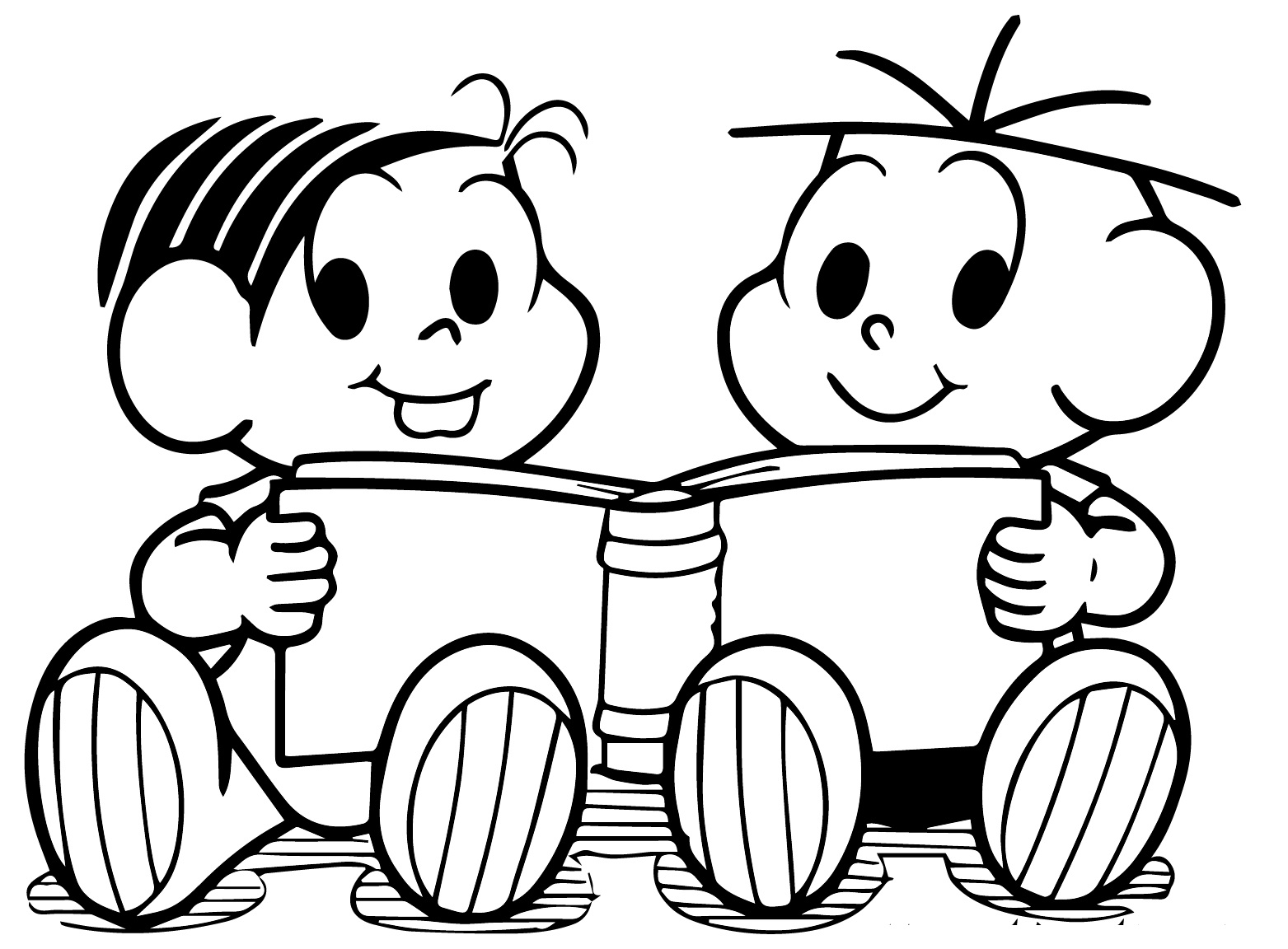 Desenhos de Monica com Cebolinha para Colorir