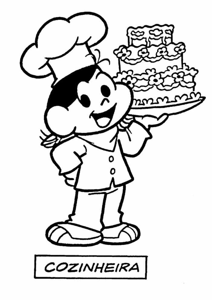 Desenho Cozinheira de Turma da Monica para Colorir