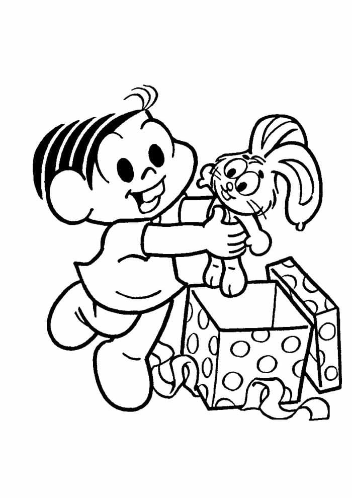 Desenho da Monica Ganhando Sansao de Presente para Colorir Grátis