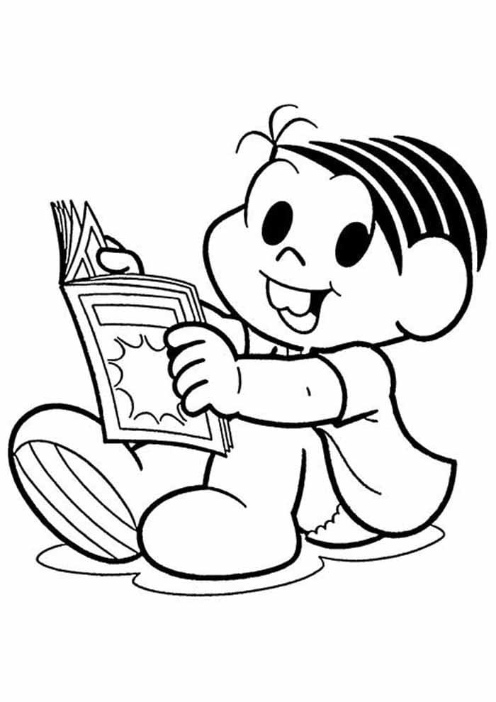 Desenho da Monila Lendo Quadrinho para Imprimir e Pintar