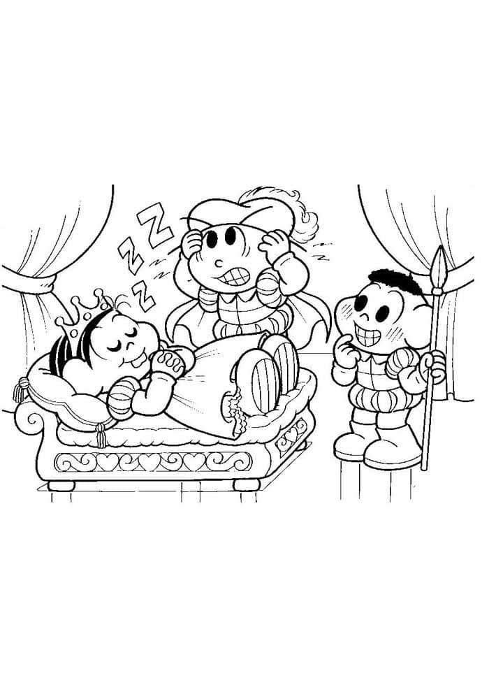 Desenho da Turma da Monica no Teatro da Escola para Colorir