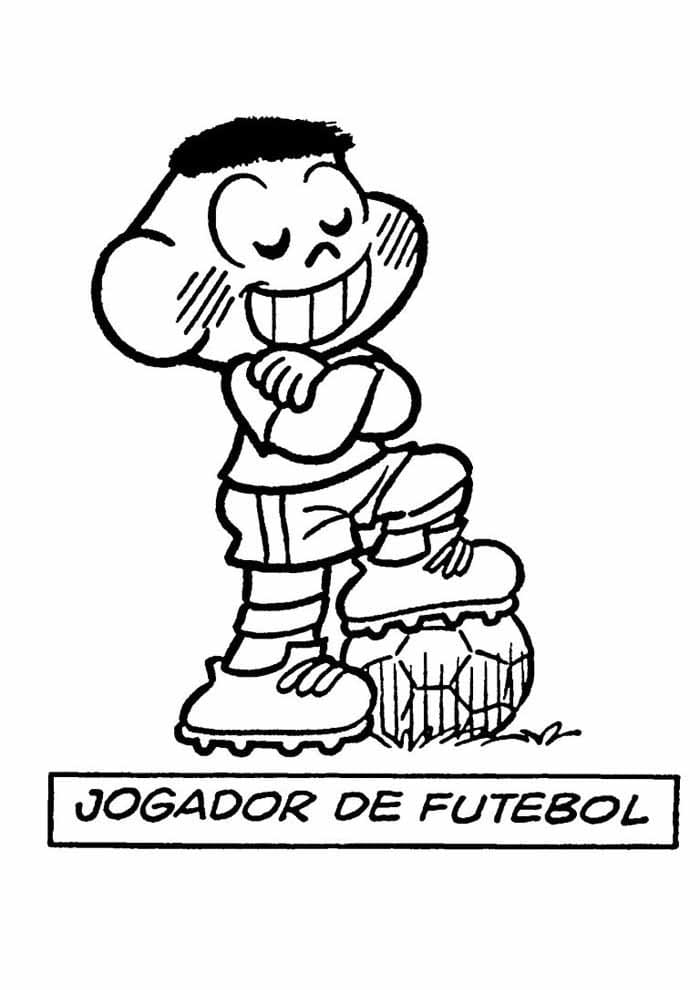 Desenho de Cascão Jogador de Futebol Turma da Monica para Colorir