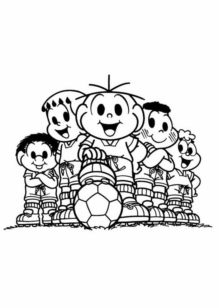 Desenho de Time de Futebol da Turma da Monica para Colorir