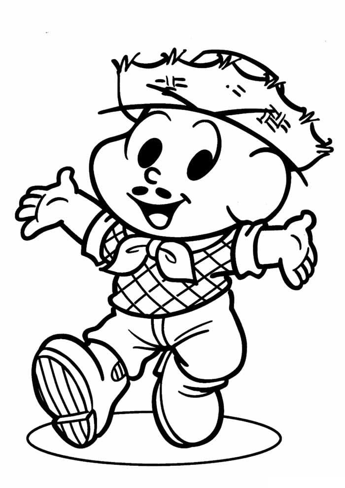 Desenho do Cebolinha em Festa Junina Turma da Monica para Colorir