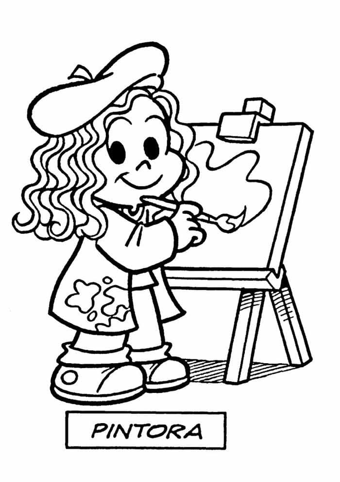 Desenho Pintora de Turma da Monica para Colorir