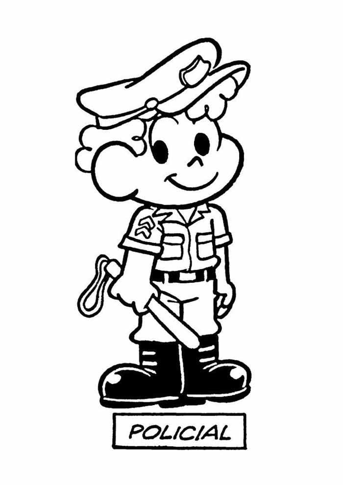 Desenho Policial de Turma da Monica para Colorir