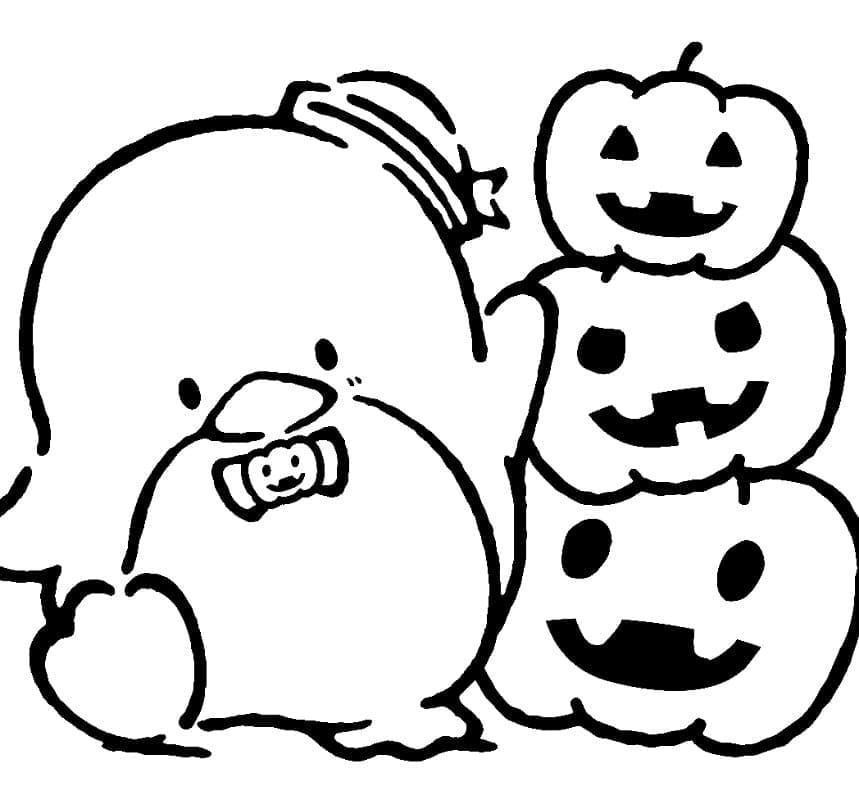 Desenho De Tuxedo Sam E Aboboras Para Colorir