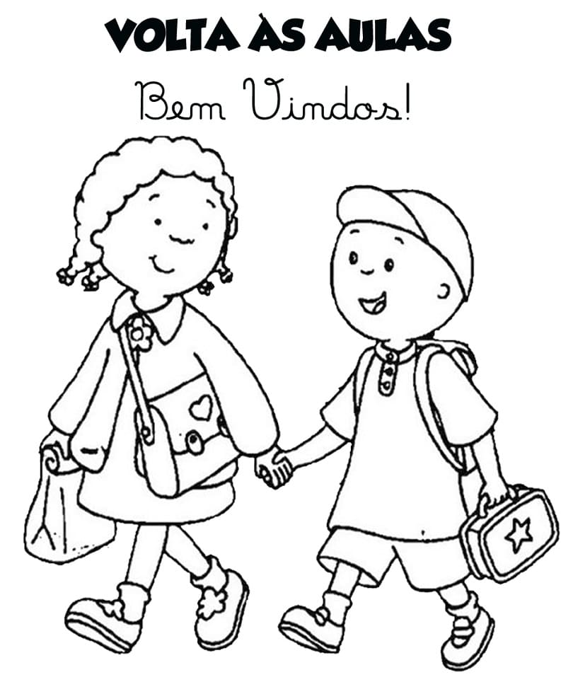 Desenho de Voltá as Aulas Atividade Educativa para Colorir com Tinta Guache