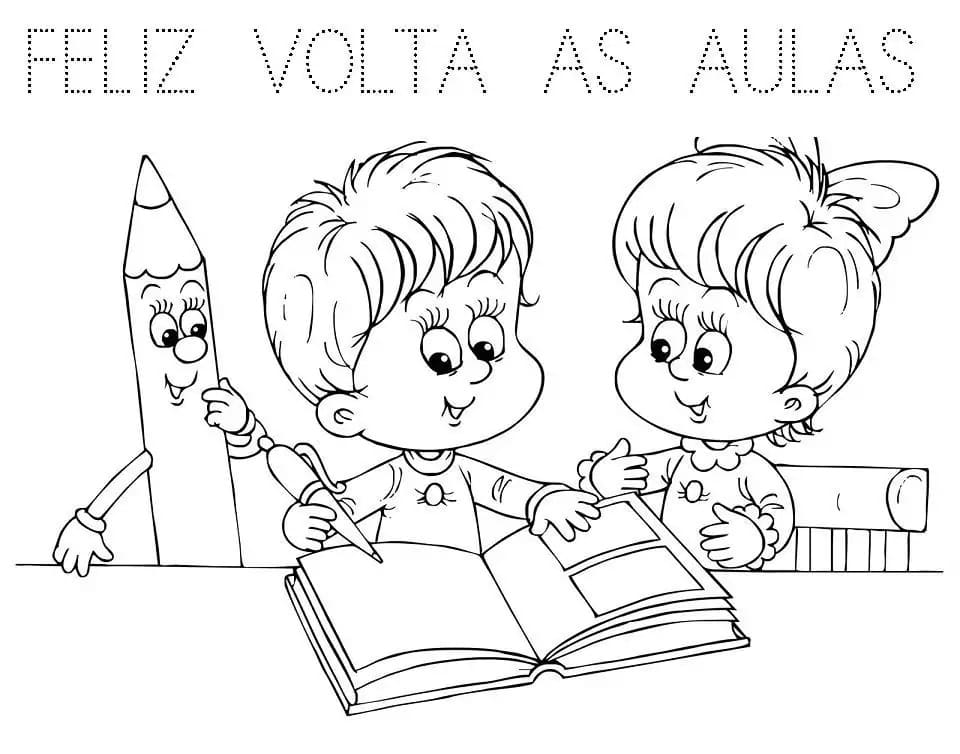 Desenho de Voltá as Aulas Atividade Educativa para Colorir Pdf