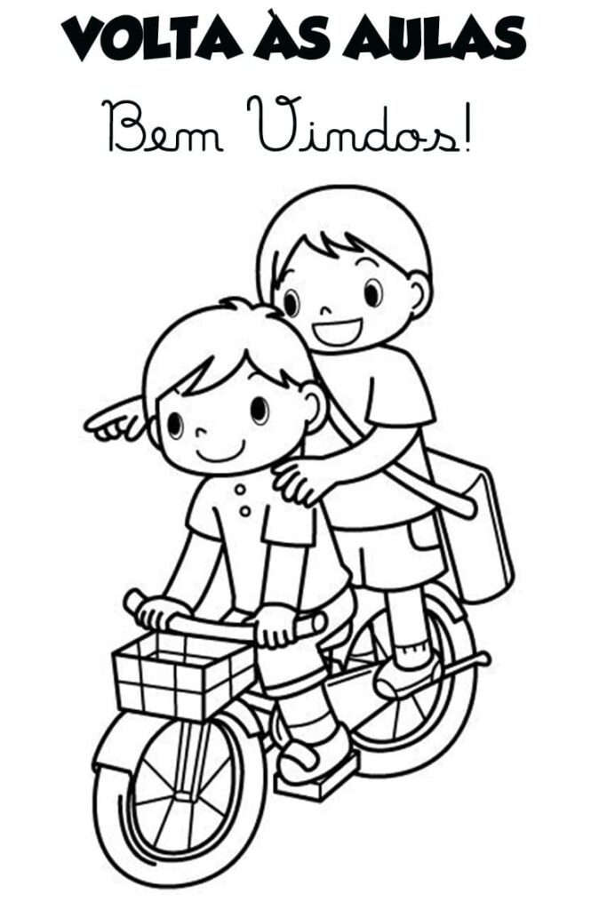 Desenho de Voltá as Aulas Atividade Infantil para Colorir Online Pdf