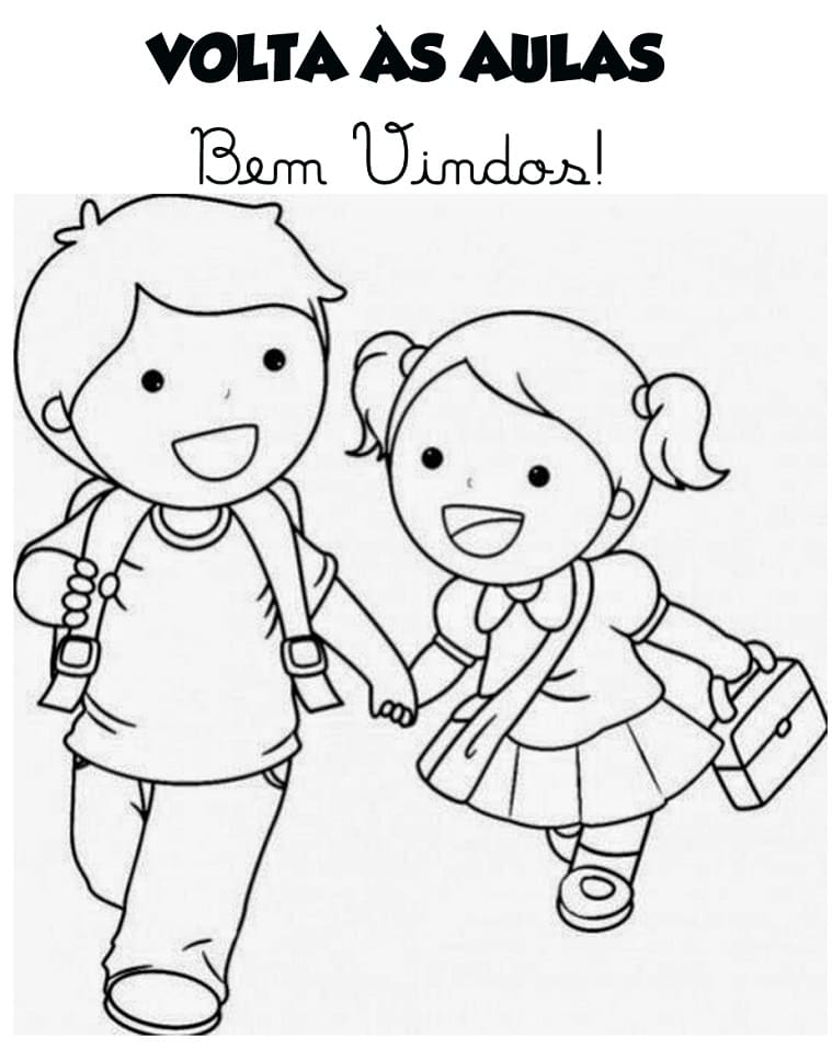 Desenho de Voltá as Aulas Atividade para Colorir e Baixar