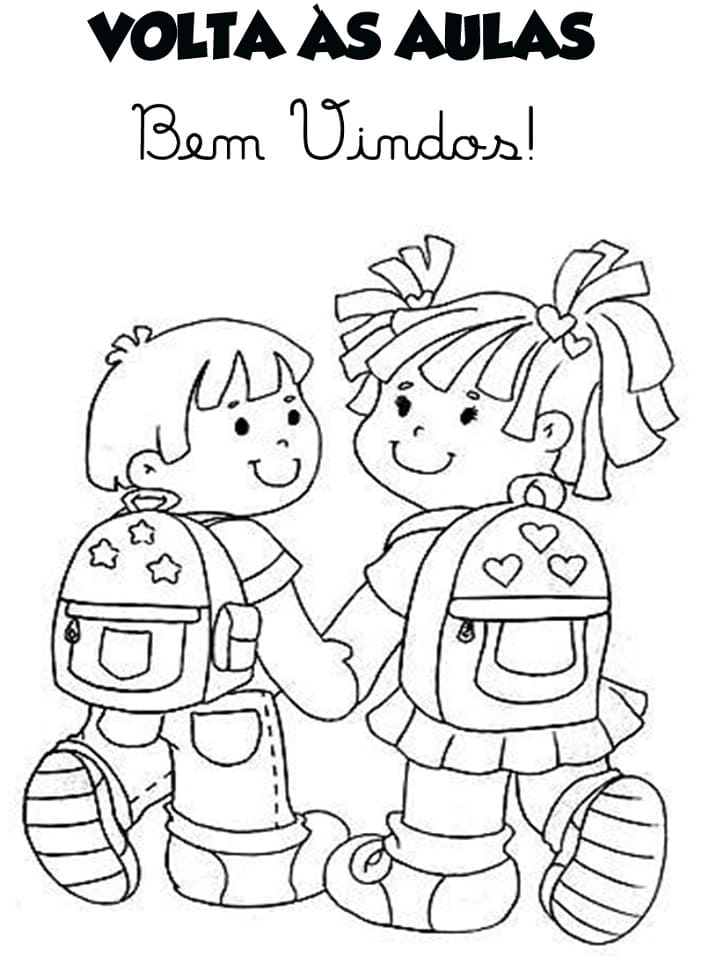 Desenho de Voltá as Aulas Foto para Colorir Imprimivel