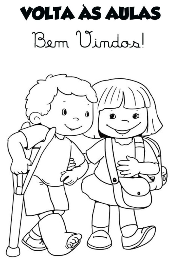 Desenho de Voltá as Aulas Imagens para Colorir com Giz de Cera