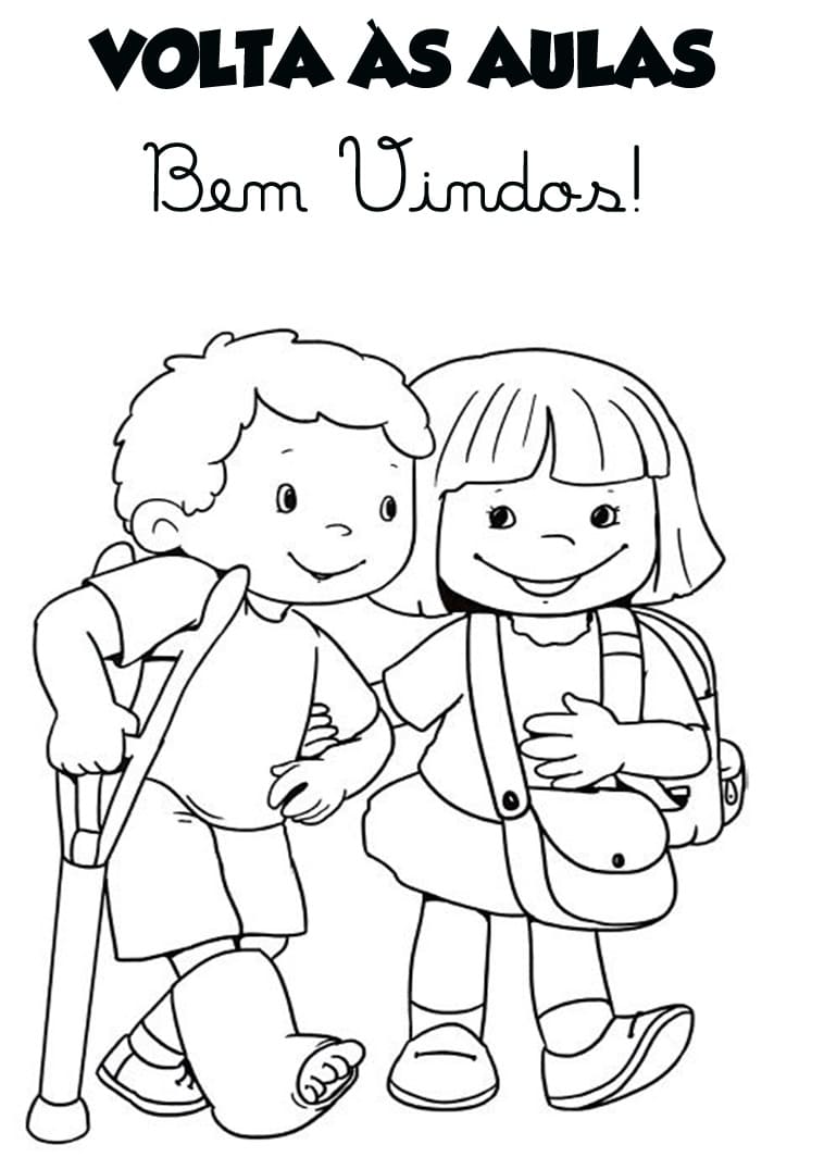 Desenho de Voltá as Aulas Imagens para Colorir com Giz de Cera