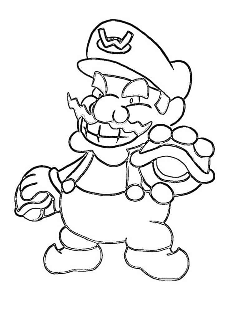 Desenho de Wario Engraçado para Colorir