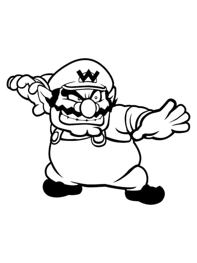 Desenho de Wario Imprimivel para Crianças para Colorir