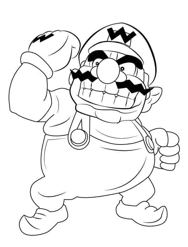 Desenho de Wario Imprimivel para Colorir