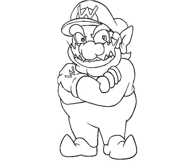 Desenho de Wario Sorridente para Colorir