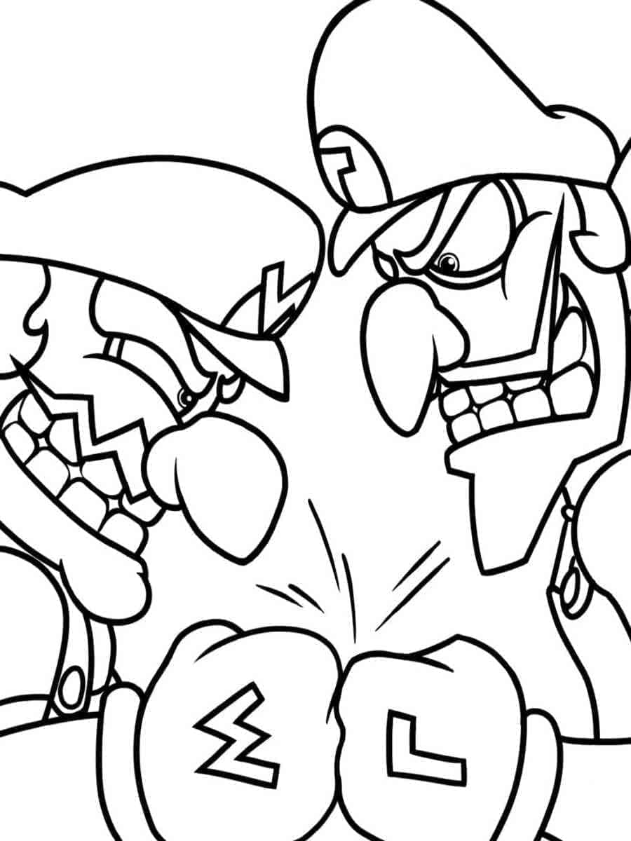 Desenho de Wario e Waluigi para Colorir