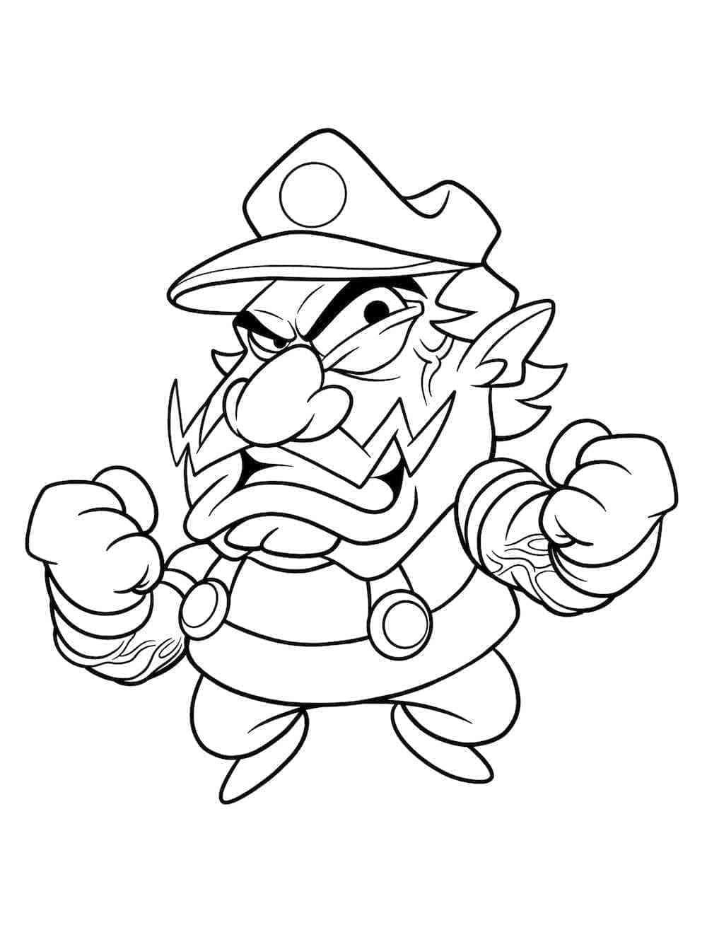 Desenho de Wario Muito Engraçado para Colorir